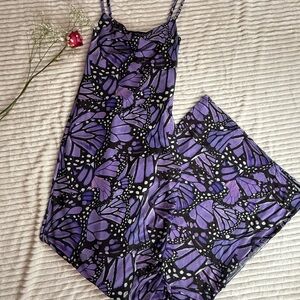 Purple Butterfly Print Women's Maxi Dress